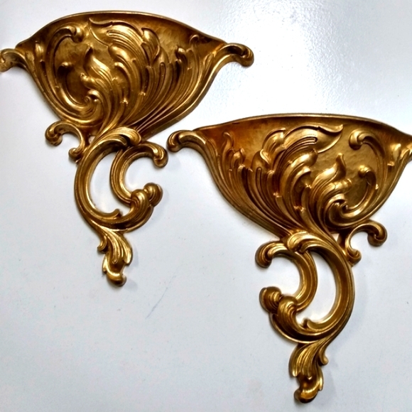 Syroco Vintage gold ornate wall pocket planter - Picture 8 of 8